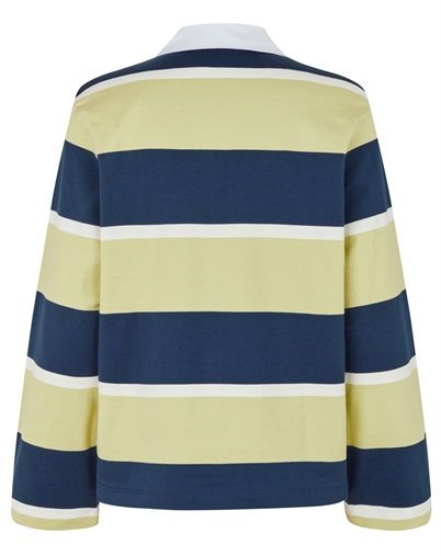 Stine Goya - Polo Long Sleeve Top - Yellow and Navy Blue Stripes